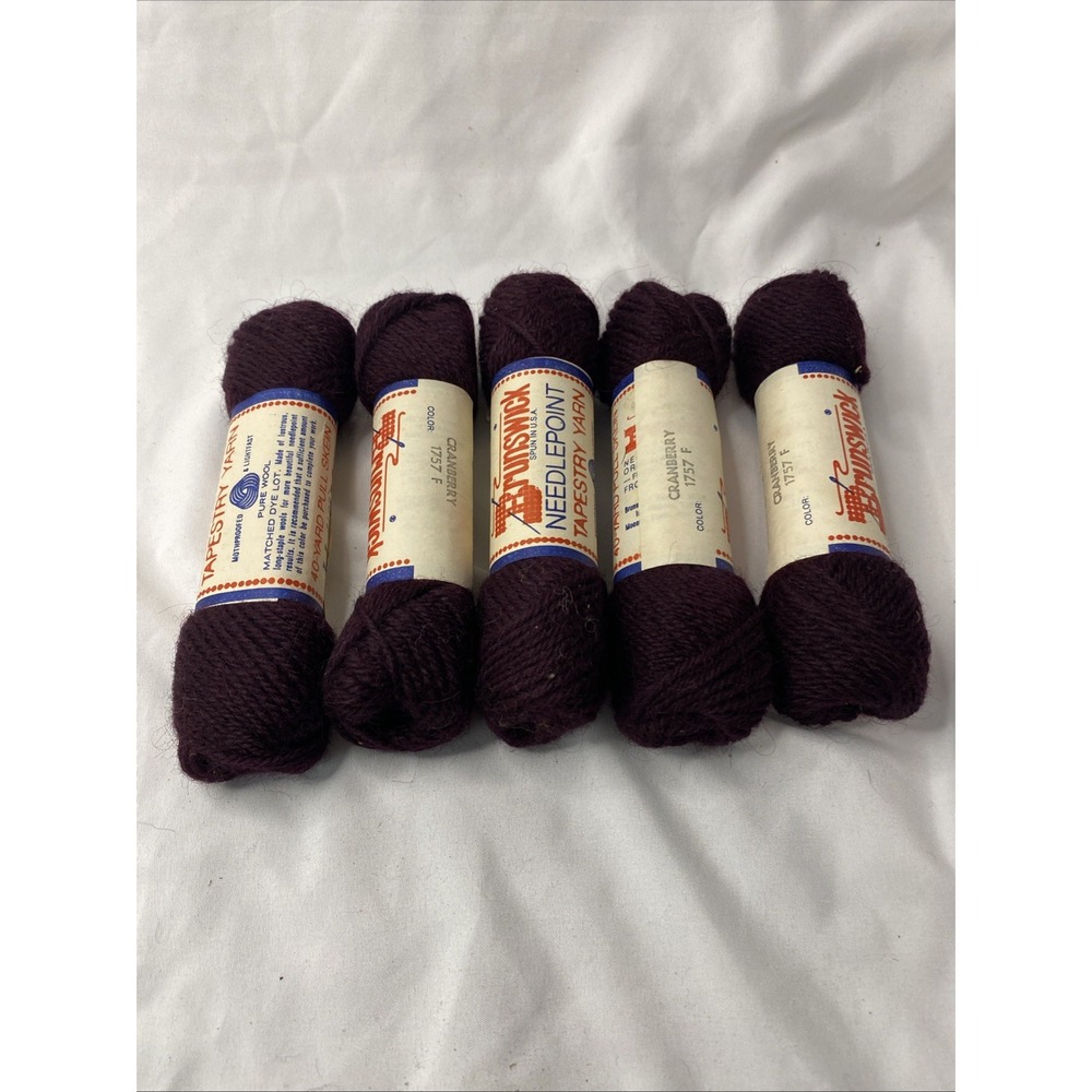 LOT Of 5 Skein Brunswick 100% Wool Needlepoint Tapestry Yarn Cranberry 1757 F